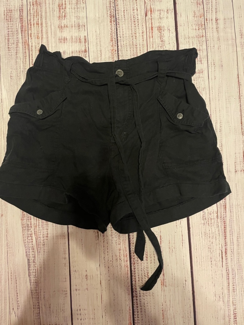 Old Navy Black High-Waist Tie-Belt Women's Shorts